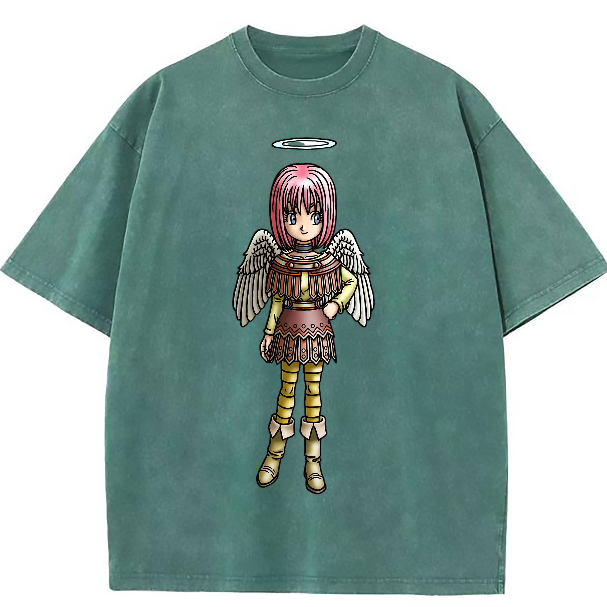 （画像用） ドラゴンクエスト Doragon Kuesuto Dragon Quest 綿100% ヴィンテージ風 半袖Tシャツ（フロントプリント）